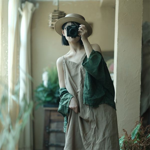 燕燕~文藝復古寬鬆打底吊帶裙 洋裝 ab204501 