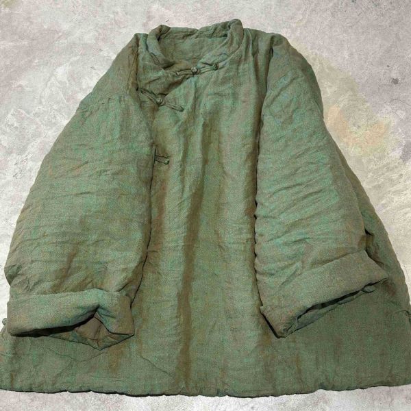 燕燕~秋冬新款 亞麻中式偏襟盤扣雙層加厚棉衣上衣 