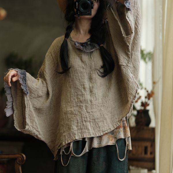 燕燕~復古文藝寬鬆套頭小衫襯衫 T恤 ab237401 (此件不退換） 