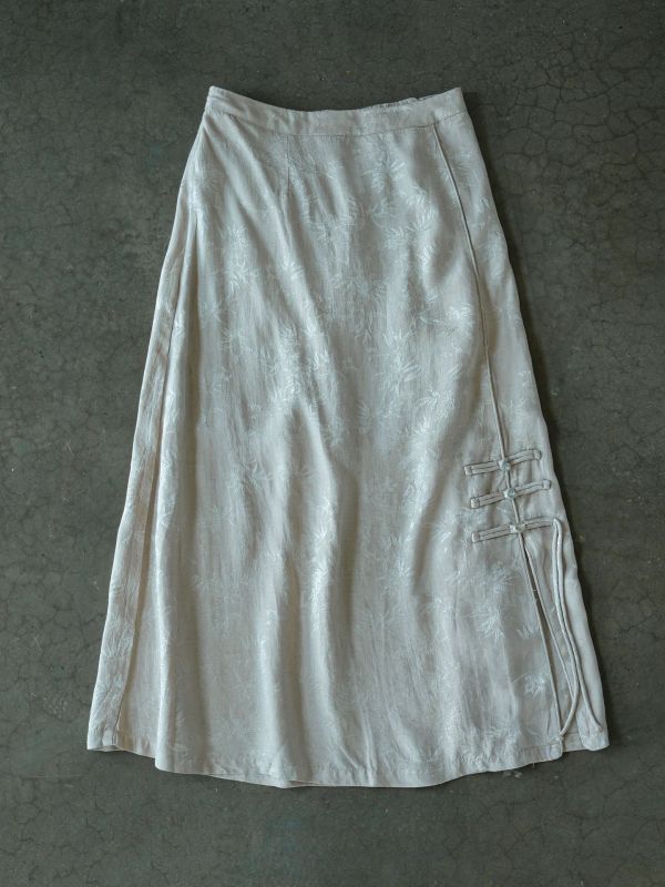 天絲提花    復古國潮顯瘦開叉 流蘇長裙     ab2409701 