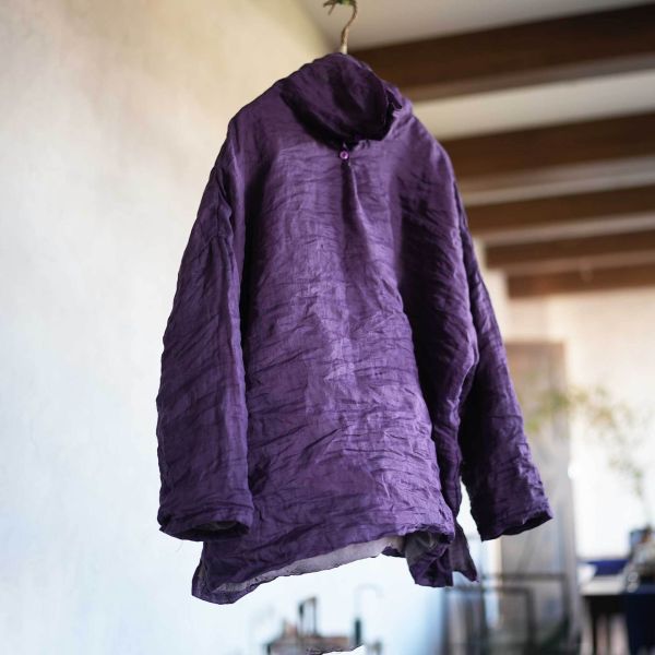 燕燕～雙層苧麻堆堆領上衣 文藝寬鬆上衣長袖襯衫 