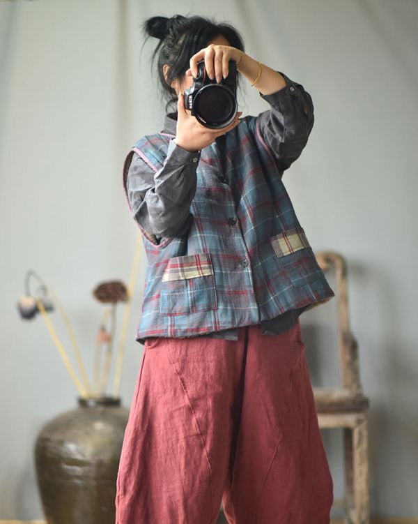 燕燕. 秋冬款 羊羔絨  復古保暖護肩 加厚棉背心 