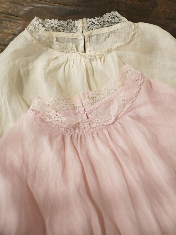 燕燕~夏季新品～文藝復古苧麻襯衫蕾絲花邊套頭長袖防曬衣簡約襯衫 ab2632901 