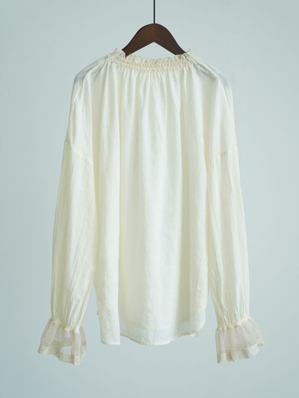 燕燕～復古花苞鬆緊領雙層棉襯衫 田園天然舒適喇叭袖上衣 ab2531201 