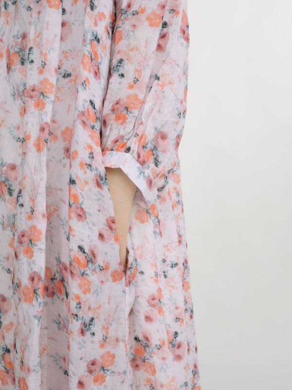 燕燕~棉麻商品~苧麻 法式文藝多扣 復古慵懶寬鬆度假長洋裝 連身裙  ab2310901 （此件商品不退換貨） 