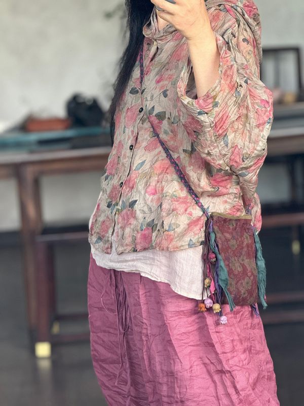 燕燕~亞麻~高品砂洗連帽遮陽上衣 休閒文藝短版女外套 