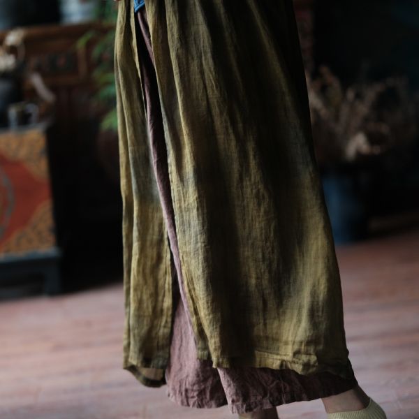 燕燕~純麻 寬鬆百搭手工繡花長外披長外套。ab219301 