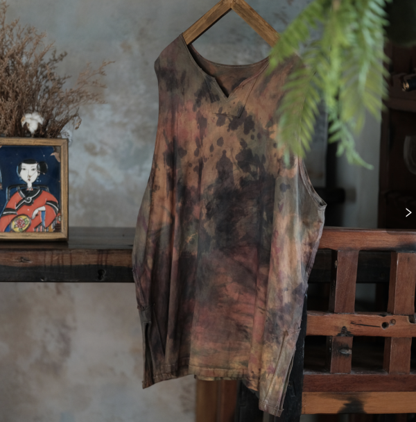 燕燕~棉麻商品~復古植物染棉質V領背心 ab236901 