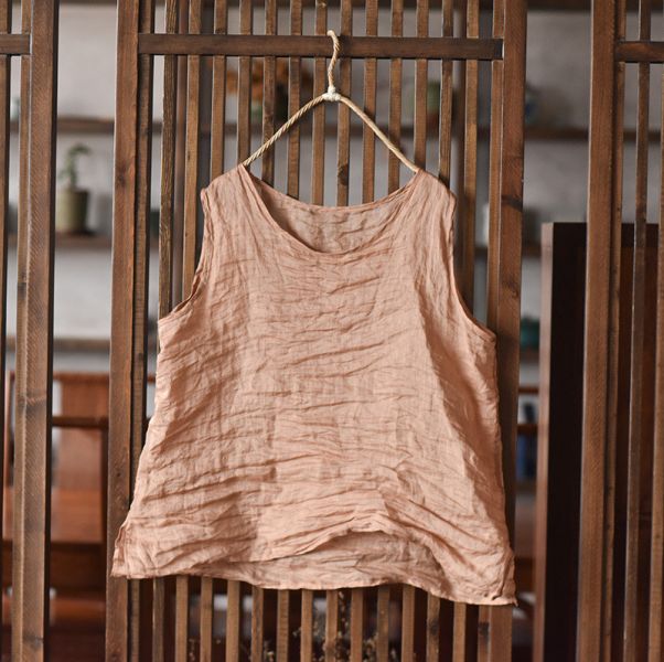 燕燕~春秋夏季款  輕薄苧麻 寬鬆無袖背心百搭打底衫 