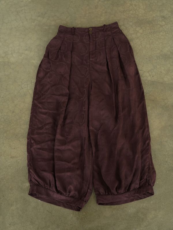 燕燕～ 秋冬款 富貴花天絲提花寬鬆闊腿褲 雙層顯瘦直筒褲 ab2436901 