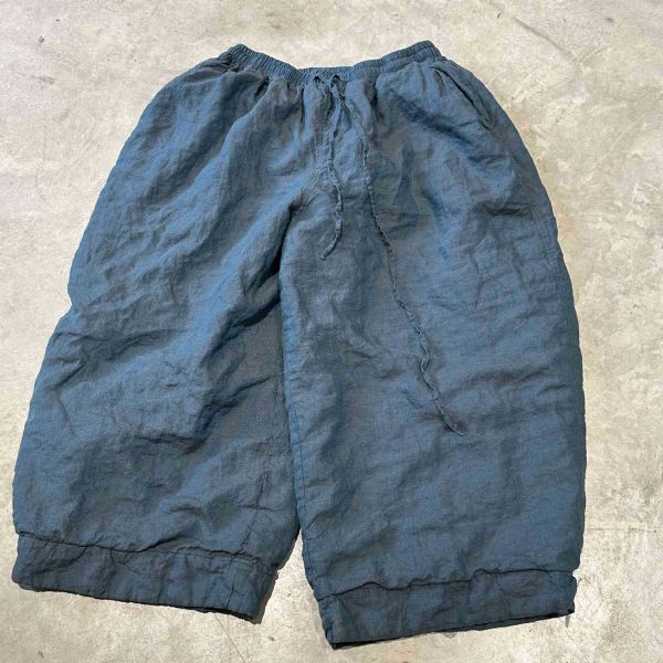 燕燕~色織亞麻雙層夾棉休閒長褲 