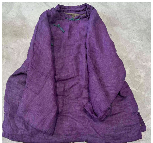 燕燕~秋款 色織亞麻中式復古偏襟盤扣中長小棉袍上衣 ab25301 