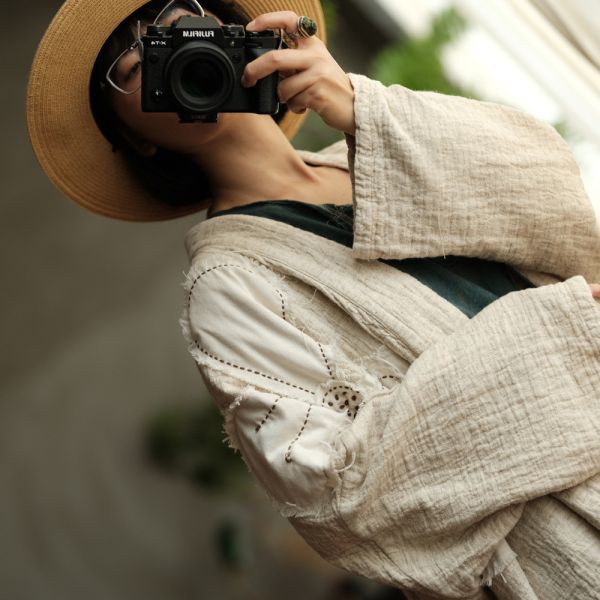 燕燕~復古雙層洗皺棉麻文藝手工繡花貼花開襟外套 ab221601 