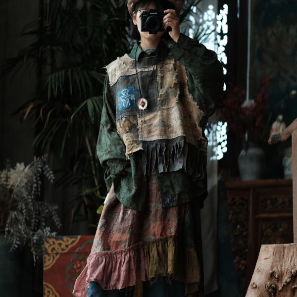 燕燕~棉麻商品~背心＋長洋＋外套 3件一套（長袖套裝） 