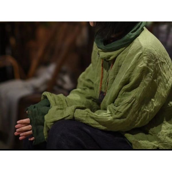 燕燕~棉麻商品~亞麻 寬鬆百搭純色織 半高領開襟衫套頭打底衫 上衣 棉麻衫 