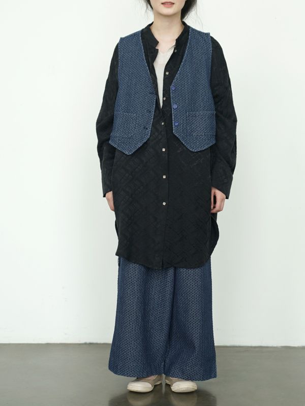 燕燕~秋冬款～華夫格牛仔棉個性不規則漁夫直筒褲 文藝繫帶褲裙 ab2520001 