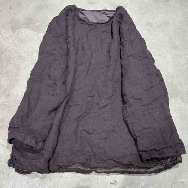 燕燕~亞麻 雙層套頭中長內搭外搭衫 上衣 ab27101 