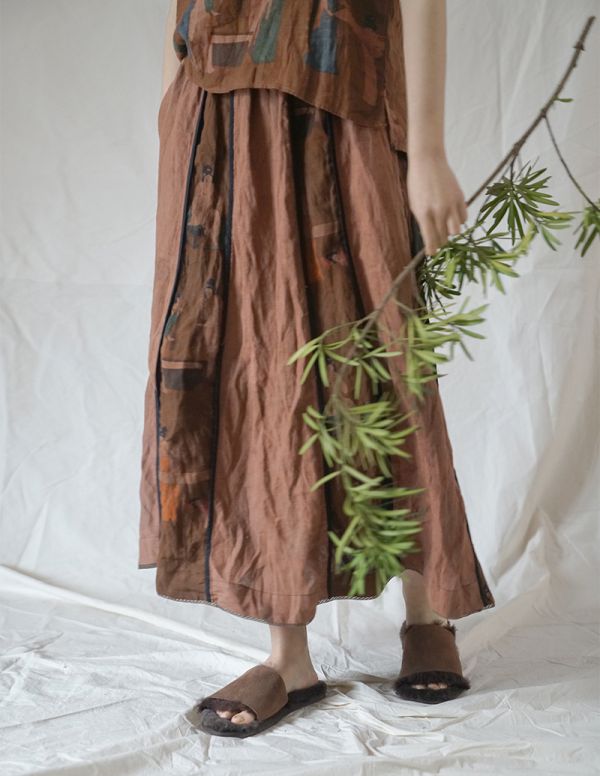 燕燕棉麻～亞麻 復古東方漢服大擺裙長裙 ab2213501 