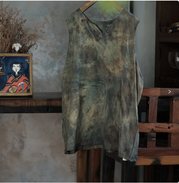 燕燕~棉麻商品~復古植物染棉質V領背心 ab236901 