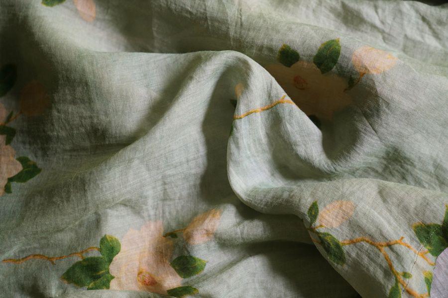 燕燕~苧麻 斜襟數碼印花襯衫 文藝茶服玉蘭上衣. ab2221001 