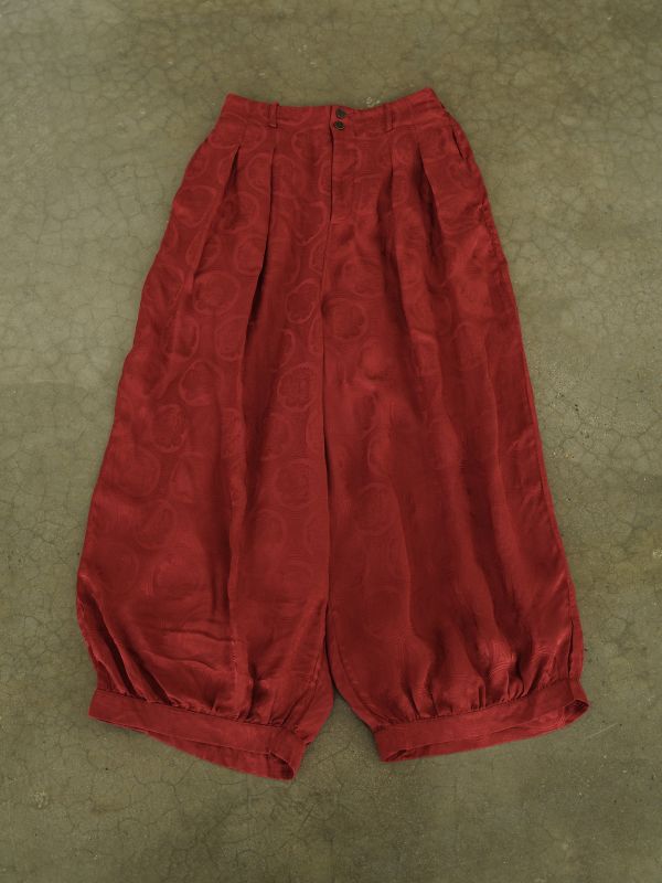 燕燕～ 秋冬款 富貴花天絲提花寬鬆闊腿褲 雙層顯瘦直筒褲 ab2436901 