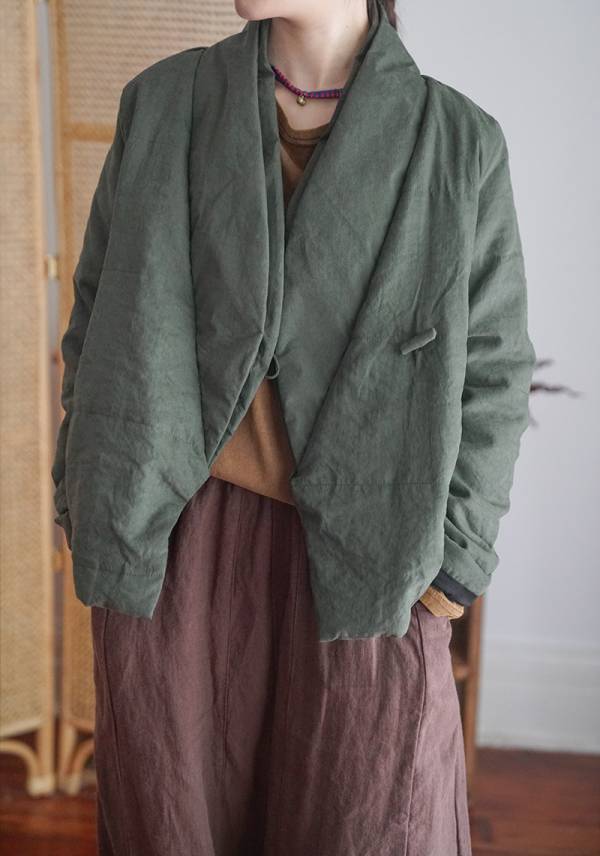 燕燕~棉麻商品~中式斜襟加厚棉外套 1-981 