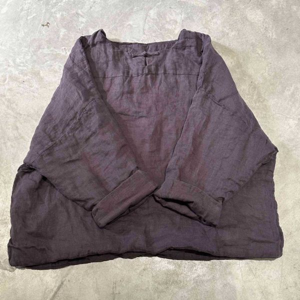 燕燕～秋冬款～亞麻套頭手工扣夾棉上衣 ab25601 