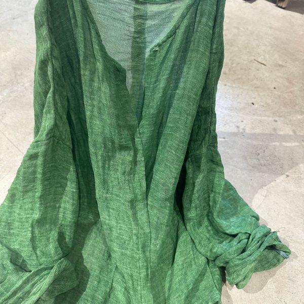 燕燕~苧麻~休閒純色長袖砂洗開襟衫小衫 外套 