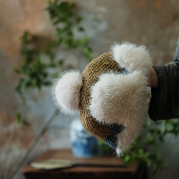 燕燕~復古文藝費爾島針織毛帽  abM02501 