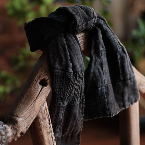 燕燕~設計復古文藝減齡氣質百搭麻圍巾 ab211301 