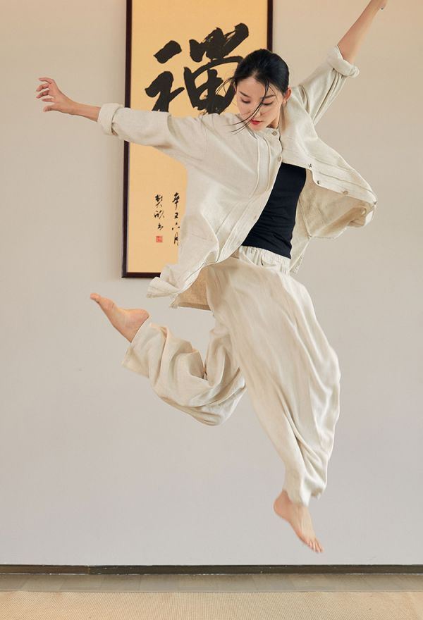 燕燕～亞麻砂洗柔軟上衣襯衫＋長褲 套裝 (一套 1160元） 