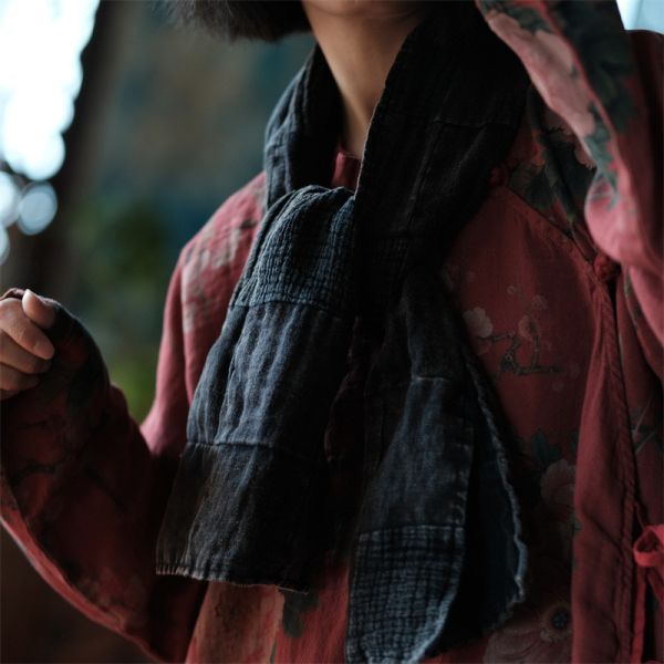 燕燕~設計復古文藝減齡氣質百搭麻圍巾 ab211301 