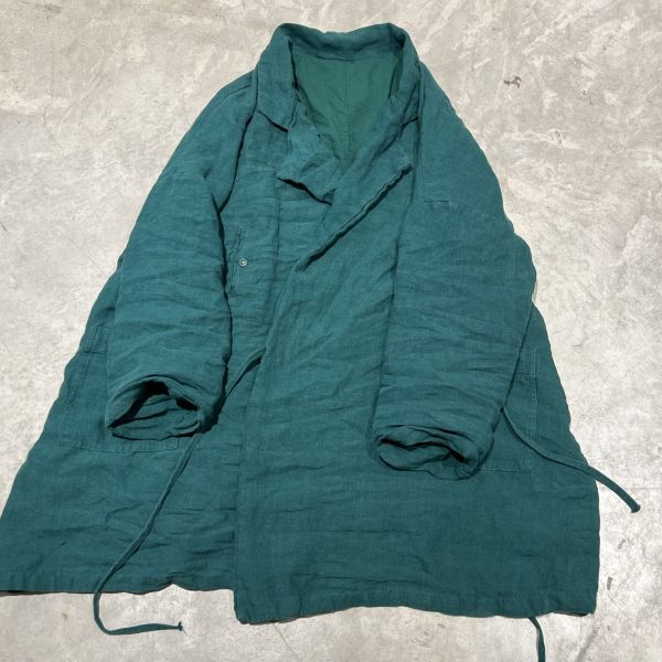 燕燕～春秋新品   亞麻材質 中長款裡襯黑色簡約文藝外套風衣 長袖棉麻衫 