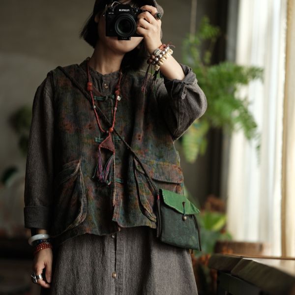 燕燕~秋冬款 設計藝術復古小眾做舊棉背心棉坎肩棉背心 ab202001 