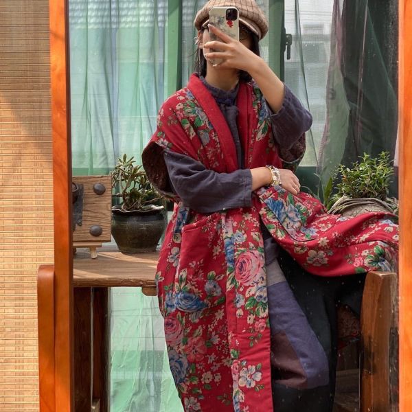 燕燕~棉麻商品~純亞麻。 水洗撞色寬鬆夾棉長背心   ab160301 