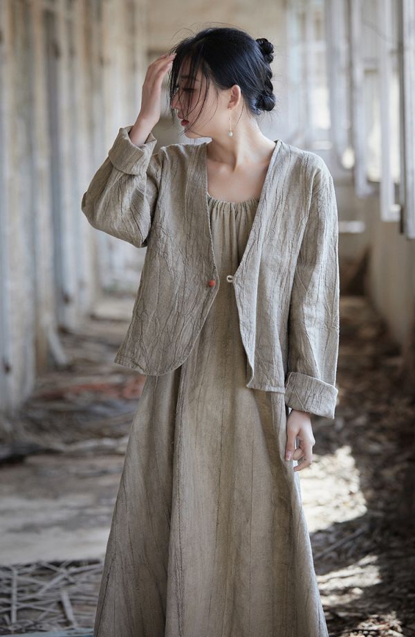 燕燕~苧麻~夏棉麻女裝新款   紮染百搭開襟衫 長袖短外套 