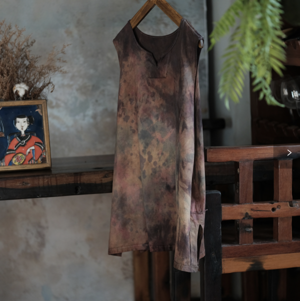 燕燕~棉麻商品~復古植物染棉質V領背心 ab236901 