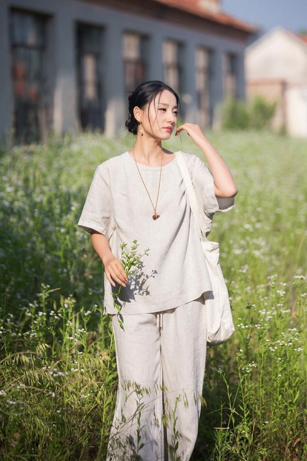 燕燕~夏季新款 100%漢麻單雨露14支吸濕排汗除異味抗菌抑菌短袖寬鬆老錢風上衣 