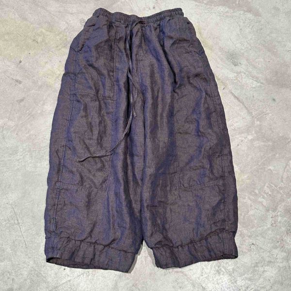 燕燕~秋冬新款 色織亞麻雙層抽繩夾棉棉褲 長褲 