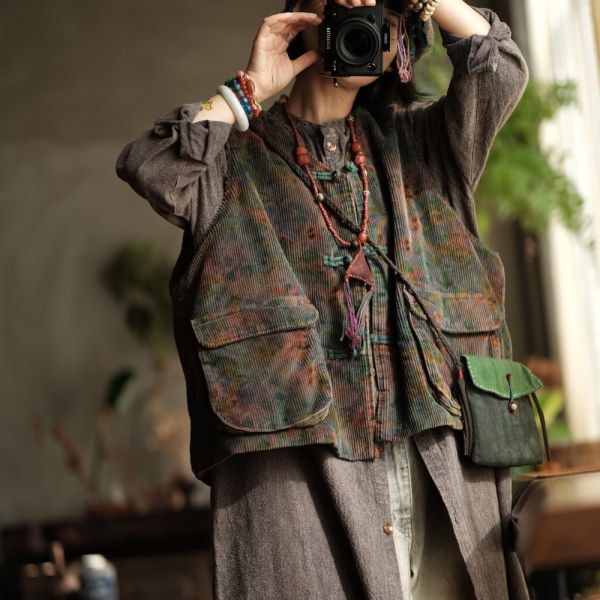 燕燕~秋冬款 設計藝術復古小眾做舊棉背心棉坎肩棉背心 ab202001 