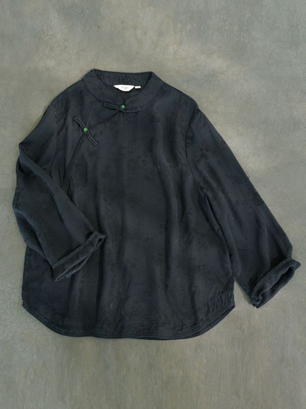 燕燕~人絲提花~輕中式禪意文藝斜襟短衫茶服上衣 襯衫。 ab2417201 