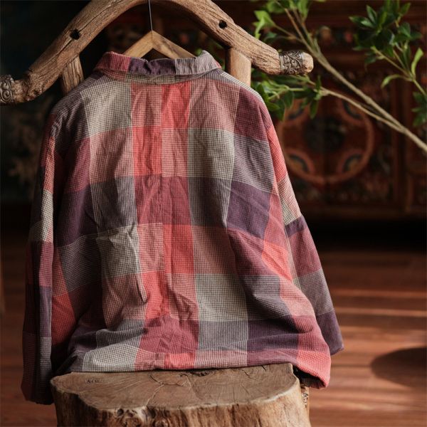 燕燕~秋冬新款 純棉翻領盤扣套頭寬鬆棉袍長棉衣上衣。ab212501 