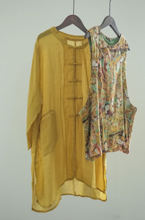 燕燕~棉麻商品~苧麻 仙氣清透中式盤扣防曬 寬鬆中性長開衫 襯衫 ab2303001 