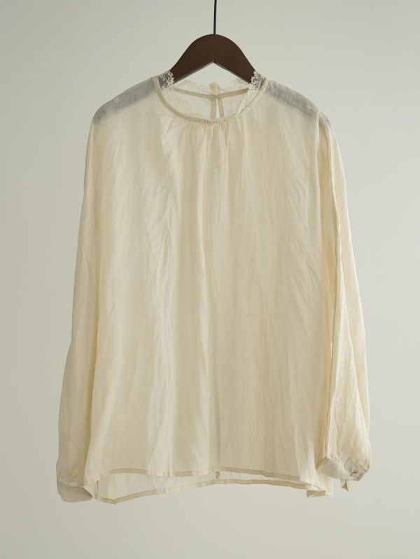 燕燕~夏季新品～文藝復古苧麻襯衫蕾絲花邊套頭長袖防曬衣簡約襯衫 ab2632901 