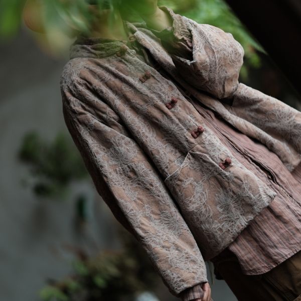 燕燕~棉麻商品~純亞麻。復古文藝仿香雲紗印花棉衣外套  ab191201 