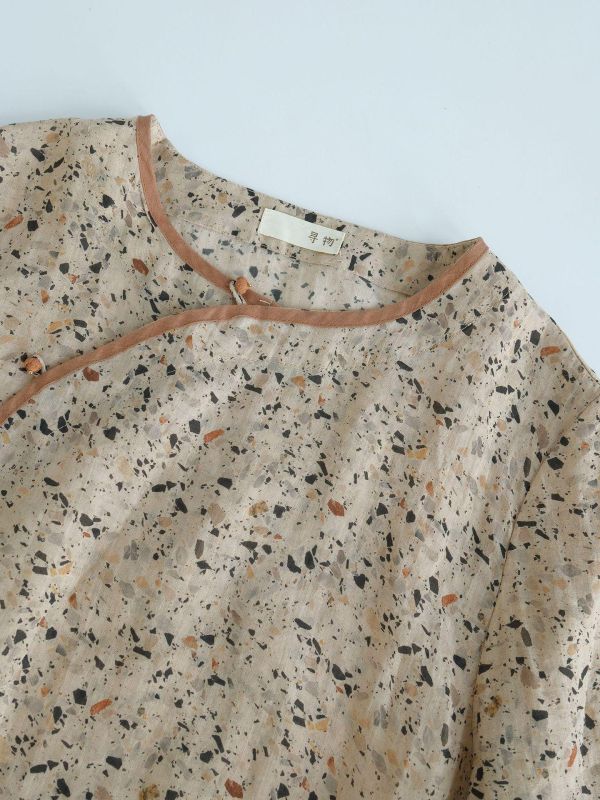 燕燕~夏季新款 輕中式碎花苧麻襯衫 茶服上衣遮陽衣 ab2316301 