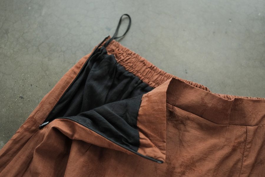 燕燕～天絲亞麻提花 復古優雅高級感魚尾 顯瘦開衩長裙    ab2302101 