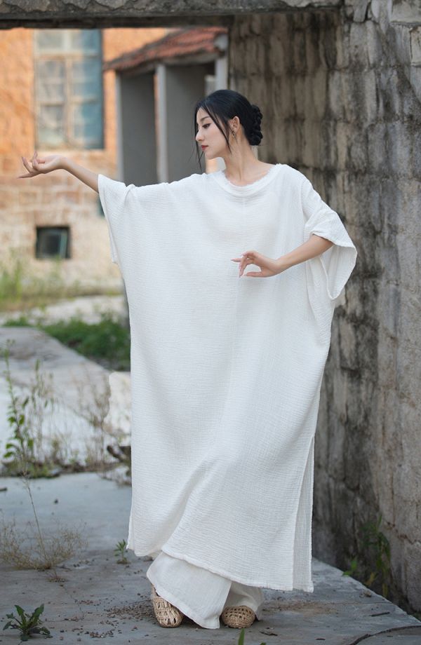 燕燕~夏~苧麻 寬鬆大尺碼 禪舞服 瑜珈 打坐修行  隨心所欲長袍洋裝 連身裙 