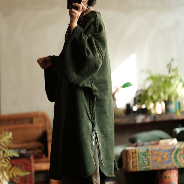 燕燕~復古文藝氛圍感寬鬆純棉中長款T恤 長版上衣 （寬鬆版型）abGMJ59901 