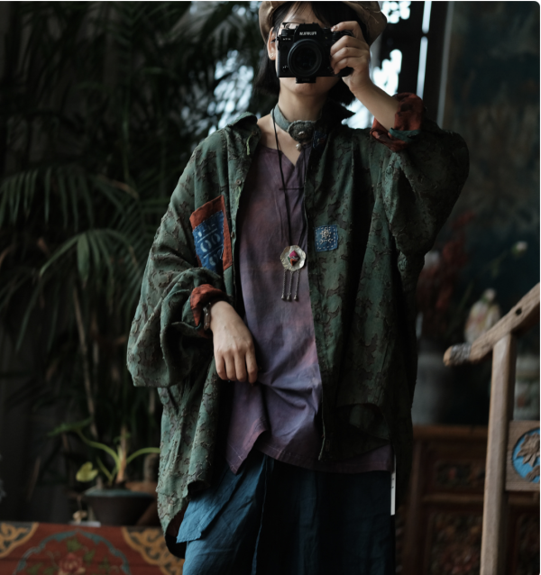 燕燕~復古文藝寬鬆氛圍感寬鬆大襯衫 ab226801 （可搭配成套裝） 